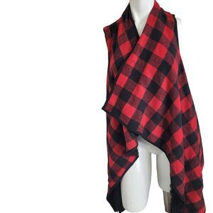 Sweet Lovely by Jen size 1XL poncho women vest plaid soft pockets